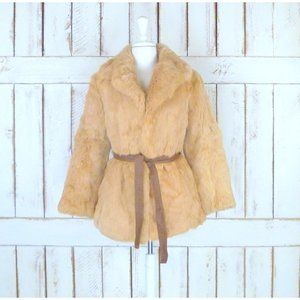 Blonde rabbit fur vintage Mark Lesli coat jacket/strawberry blonde/beige brown